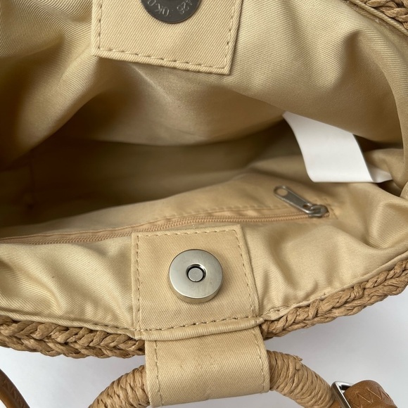 Mini Straw Handbag Rainbow Round Handles Woven Kaleidoscopic - Picture 4 of 7